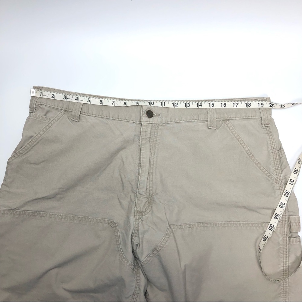 Carhartt Shorts Double Knee Carpenter Style 7” inseam Lt Tan VTG Mens Size 40 - Picture 10 of 16